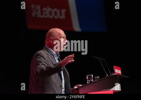 Matthew Wrack, britischer Gewerkschafter und ehemaliger Feuerwehrmann, Generalsekretär der FBU, spricht vor der Labour Conference. Liverpool UK Bild: Garyroberts/worldwidefeatures.com Stockfoto