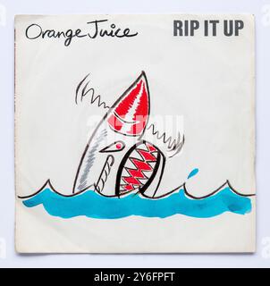 Bildcover der Sieben-Inch-Single-Version von RIP IT Up von Orange Juice, die 1982 veröffentlicht wurde Stockfoto