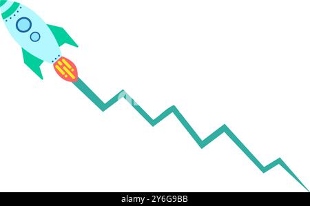 Business Startup - Rakete. Aufwärtstrend, erfolgreiches Geschäft, erfolgreiches Start-up, Stock Vektor