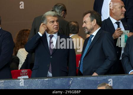 Barcelona, Spanien. September 2024. BARCELONA, SPANIEN - 25. SEPTEMBER: . Joan Laporta während des Liga EA Sports Spiels zwischen dem FC Barcelona und Getafe CF bei den Estadi Olimpic Lluis Companys am 25. September 2024 in Barcelona, Spanien (Bild: © Gerard Franco/DAX via ZUMA Press Wire) NUR REDAKTIONELLE VERWENDUNG! Nicht für kommerzielle ZWECKE! Stockfoto