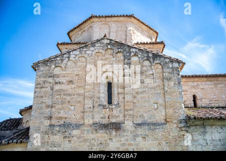 Iglesia mittelalterliches romanico lombardo Nuestra Señora de la Anunciada, Urueña, Valladolid Stockfoto