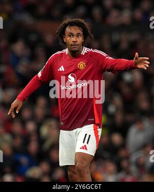 Joshua Zirkzee von Manchester United während des Spiels der UEFA Europa League in Old Trafford, Manchester. Bilddatum: Mittwoch, 25. September 2024. Stockfoto