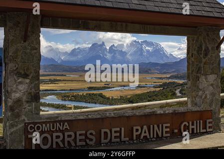 Blick vom Mirador Rio Serrano, Torres del Paine Patagonia Chile Stockfoto