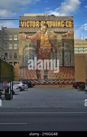 Los Angeles, USA, November 2013: Victor Clothing Co Fototapete am Broadway Ave, Los Angeles, Kalifornien, USA, Nordamerika Stockfoto