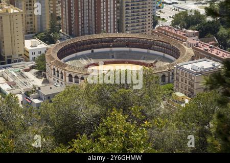 Malaga, Spanien, Juni 2016: Blick auf die Stierkampfarena Plaza de Toros, Europa Stockfoto