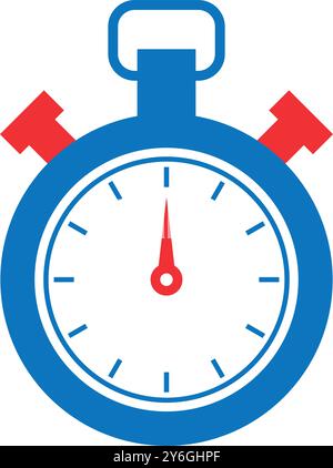 Stoppuhr, Timer, Stoppuhr, flache Abbildung des Stoppuhrvektorsymbols Countdown. Flaches Symbol, flaches Timer-Symbol, Stock Vektor