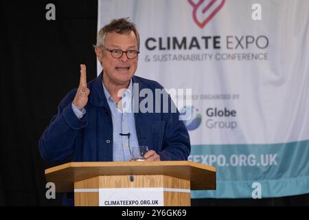 Uttoxeter, Mitarbeiter, Großbritannien. September 2024. Hugh Fearnley-Whittingstall hält die Hauptredner auf der Midlands Climate Expo. Credit Mark Lear/Alamy Stockfoto