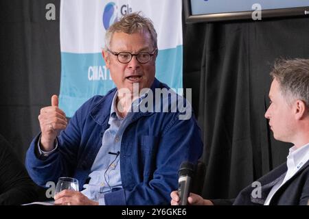 Uttoxeter, Mitarbeiter, Großbritannien. September 2024. Hugh Fearnley-Whittingstall hält die Hauptredner auf der Midlands Climate Expo. Credit Mark Lear/Alamy Stockfoto