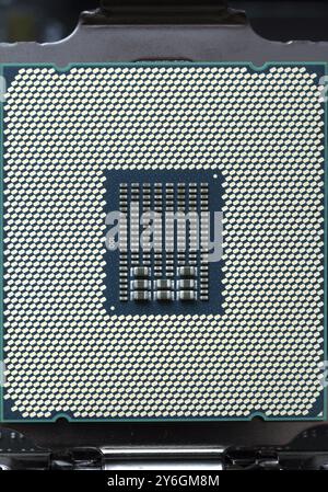 Moderner cpu-Computer-Chip in Socket-Makro Stockfoto