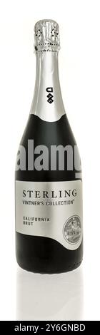 Winneconne, WI - 22. Juni 2024: Eine Flasche Sterling Winzerkollektion california Brut Wine auf einem isolierten Hintergrund. Stockfoto