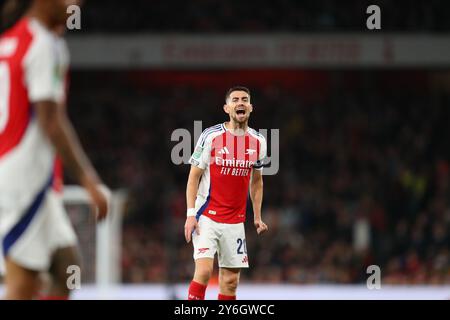 Emirates Stadium, London, Großbritannien. September 2024. Carabao Cup Third Round Football, Arsenal gegen Bolton Wanderers; Jorginho von Arsenal Credit: Action Plus Sports/Alamy Live News Stockfoto