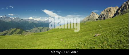 Wunderschöne Sommerpanorama-Landschaft im Kaukasus, Republik Inguschetien, Russland, Europa Stockfoto