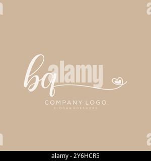 BQ Initial Handschrift Logo Design Stock Vektor