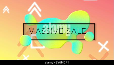 Bild von massivem Verkaufstext über lebendigem Musterhintergrund Stockfoto