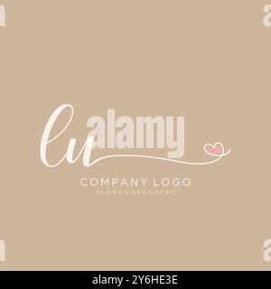 LU Initial Handschrift Logo Design Stock Vektor