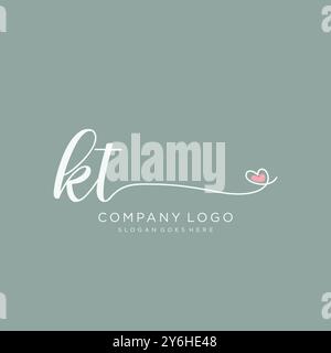 KT Initial Handschrift Logo Design Stock Vektor