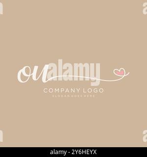 OU anfängliche Handschrift Logo Design Stock Vektor