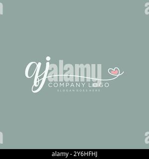 QJ Initial Handschrift Logo Design Stock Vektor