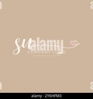 SU Initial Handschrift Logo Design Stock Vektor