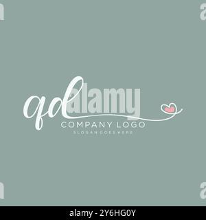 QD Initial Handschrift Logo Design Stock Vektor
