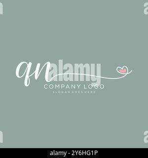 QN Initial Handschrift Logo Design Stock Vektor