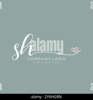 SH Initial Handschrift Logo Design Stock Vektor