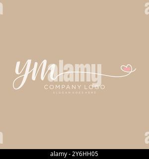 YM Initial Handschrift Logo Design Stock Vektor