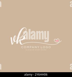 VK erste Handschrift Logo Design Stock Vektor