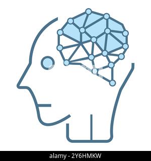 Leiter der KI-Symbole, Symbole. Künstliche Intelligenz gesäumtes Gehirn, kybernetisch, Ai, Kopf, Technologie-Vektor, Abbildung Stock Vektor