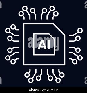 Satz von 1 Symbolen, Symbole für KI-Konzeptvektor, Illustrationsdesign. Ein künstliches intelligentes Symbol auf dunklem Hintergrund Stock Vektor