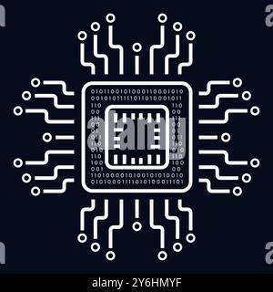 Satz von Symbolen, Symbole für KI-Konzeptvektor, Illustrationsdesign. Künstliche intelligente Symbole auf dunklem Hintergrund Stock Vektor