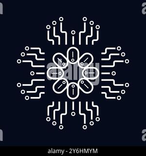 Das Symbol der Technologie KI-Symbol, Schaltungssymbol für KI-Konzeptvektor, Illustrationsdesign. Ein künstliches intelligentes Symbolvorlagen-Design Stock Vektor