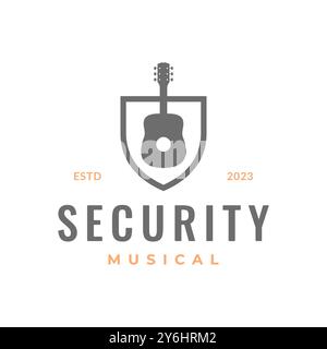 Gitarren Sicherheitsschutz einfaches Logo Design Vektor Icon Illustration Stock Vektor