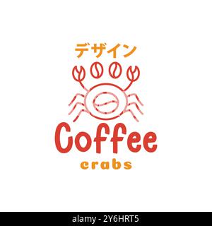 Meeresfrüchte Restaurant Krabben und Coffee Shop Bohnenlinie Stil einfache minimale Logo Design Vektor Icon Illustration Stock Vektor