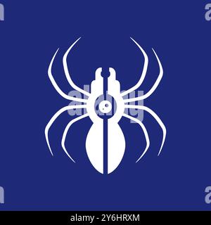 Spider Insekten Technologie Moderne Spionage Kamera flach minimales Logo Design Vektor Icon Illustration Stock Vektor