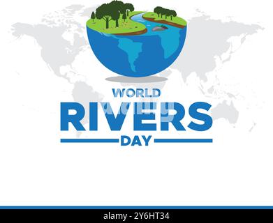 World Rivers Day, 22. September, Rivers Day Social Media Template Design, Banner, Anzeigen, Post, Rolle, Flyer, Poster, Werbebanner, Stock Vektor