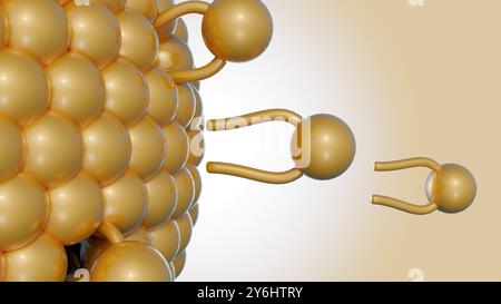 3D-Darstellung einer Nahaufnahme eines Liposoms aus einer Lipidzweischicht. Stockfoto