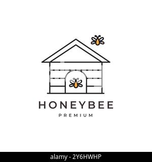 Bienenhaus Bienenfarm Linie Farbe Logo Design Vektor Stock Vektor