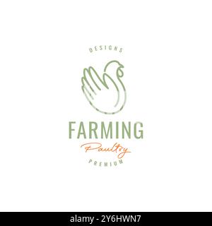 Hühner Landwirtschaft Hühnerstall Linie Farbe Hipster Logo Design Vektor Stock Vektor