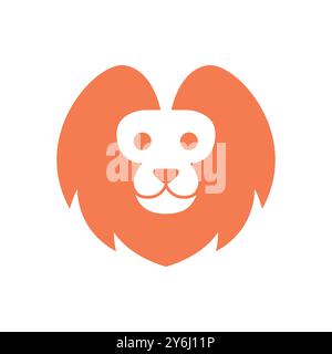 cute lion head logo design cartoon flat vector Stock Vektor