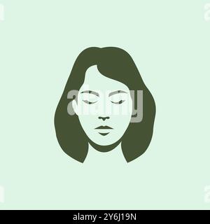 Schönheit Frau Gesicht Vintage Logo Design Vektor Stock Vektor