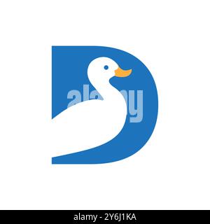 Beauty Letter d mit schwan buntem Logo Design Vektor Stock Vektor