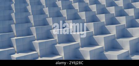 3D-Renderillustration das Bild ist eine Nahaufnahme eines weißen Gebäudes mit vielen weißen Blöcken Stockfoto