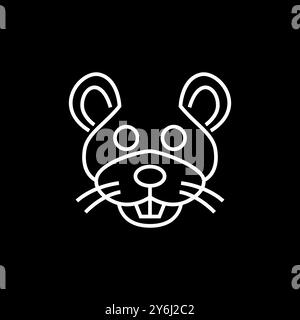 Niedliche Maus Kopfzeile minimalistisches Logo Design Vektor Stock Vektor