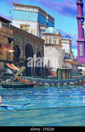 Immersive Ausstellung für Jules Verne im ideal Digital Arts Centre in Barcelona, ​​Catalonia, Spanien Stockfoto