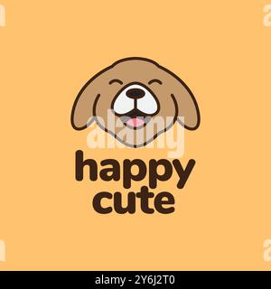Glücklicher Hund Cartoon Gesicht lächelndes Cartoon Kopf Logo Design Vektor Stock Vektor