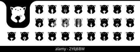 Cat FAT nettes Maskottchen flache Icon Set Sammlung Logo Design Vektor Stock Vektor