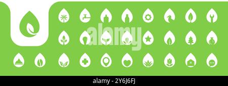 Tropfen Wasser Natur Pflanze flach Symbol Design Vektor Stock Vektor