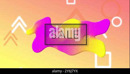 Bild des Verkaufstextes über lebendigem Musterhintergrund Stockfoto