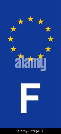 Französisches Euroband auf EU-Kennzeichen: Symbol für in der Europäischen Union zugelassene französische Fahrzeuge Stock Vektor